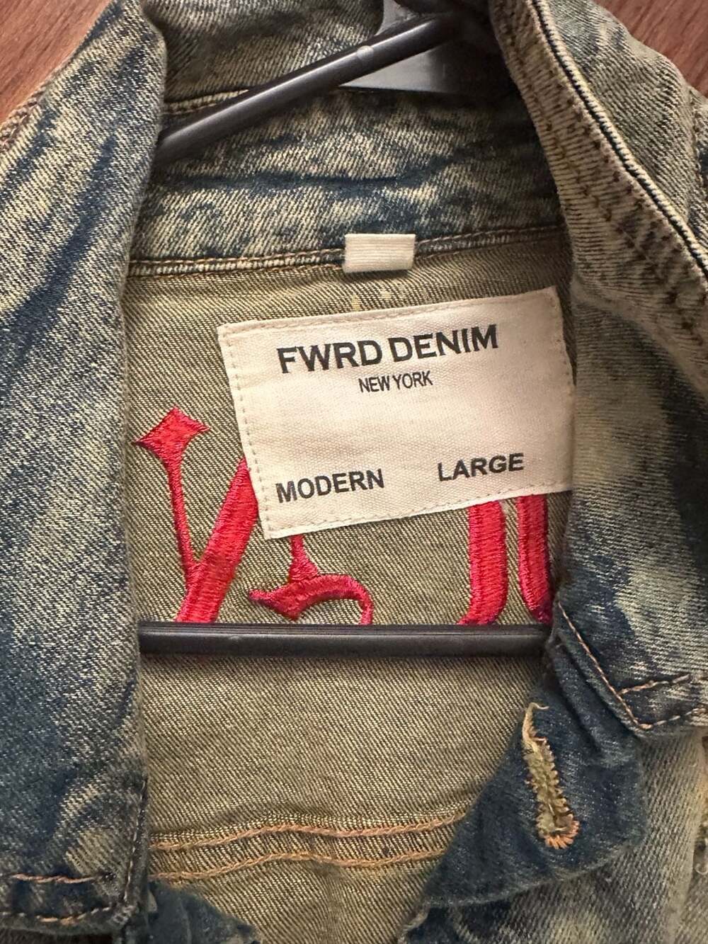 FWRD DENIM New York Saints X Sinners Distressed Denim Jacket